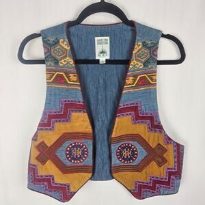 HAIRSTON ROBERSON ROPA VTG 1993 Southwestern Embroidered Vest Denim Santa Fe